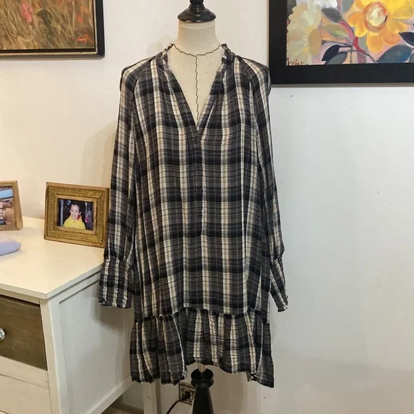 Free People Red Moon Black Plaid Dress - Picture 3 of 7